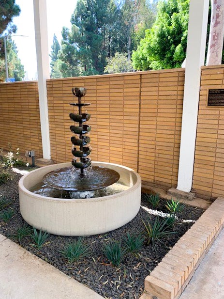 New home of George Tsutakawa Fountain #10 in the Faculty Club