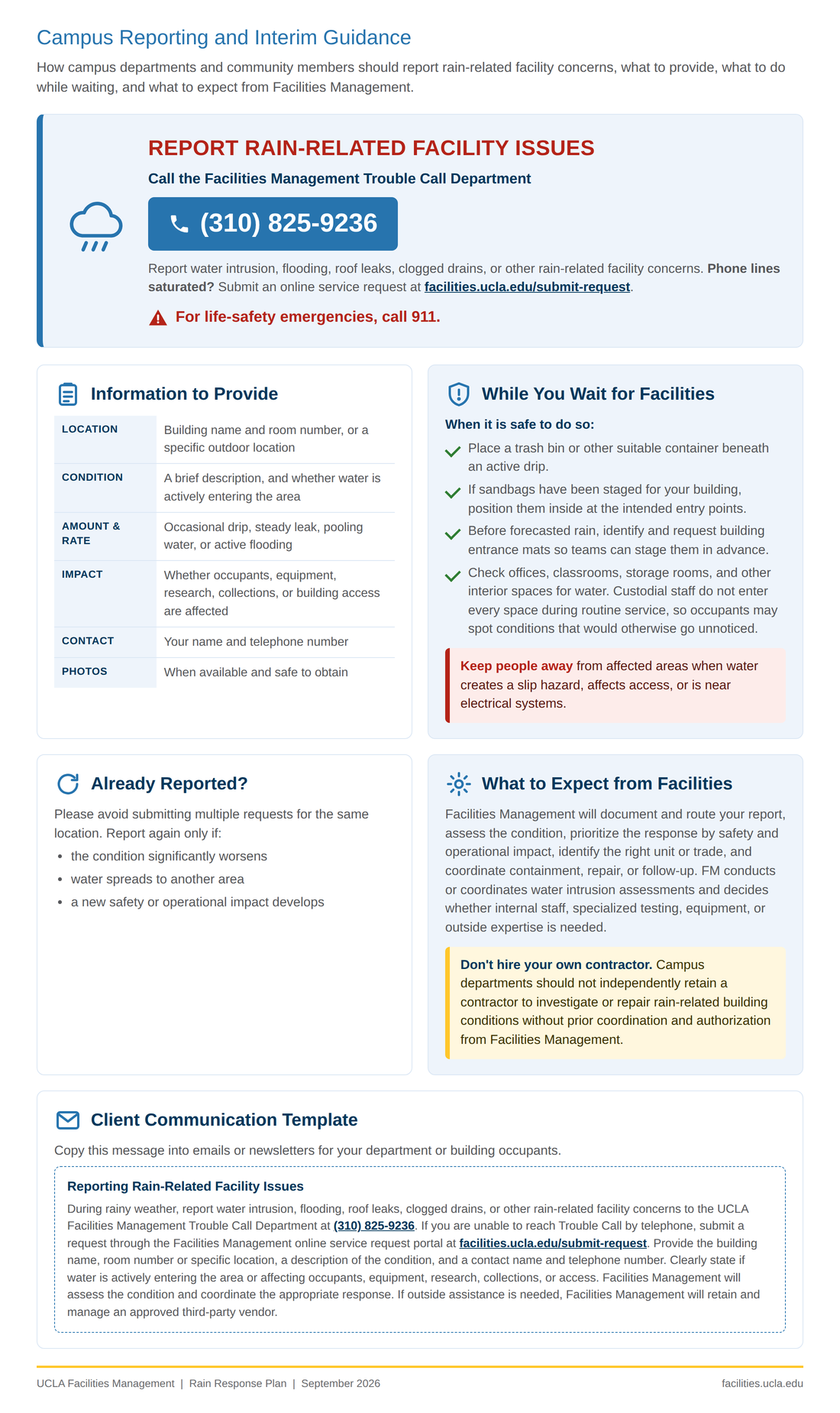 Rain Response Plan