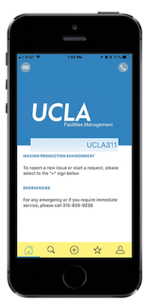 UCLA 311 App home screen