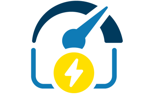 a gauge at 75% with a lightning bolt 