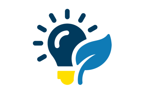 a light bulb and a leaf icon