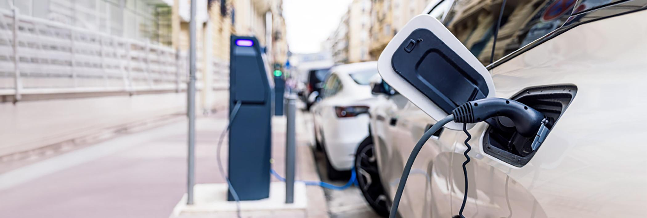 An electric car being charged
